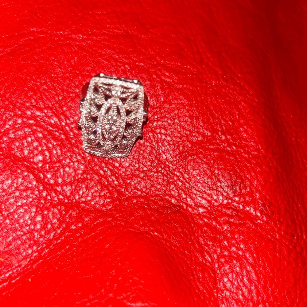 925 Sterling ‘Marcasite’ Rectangular Ring 7 - image 1